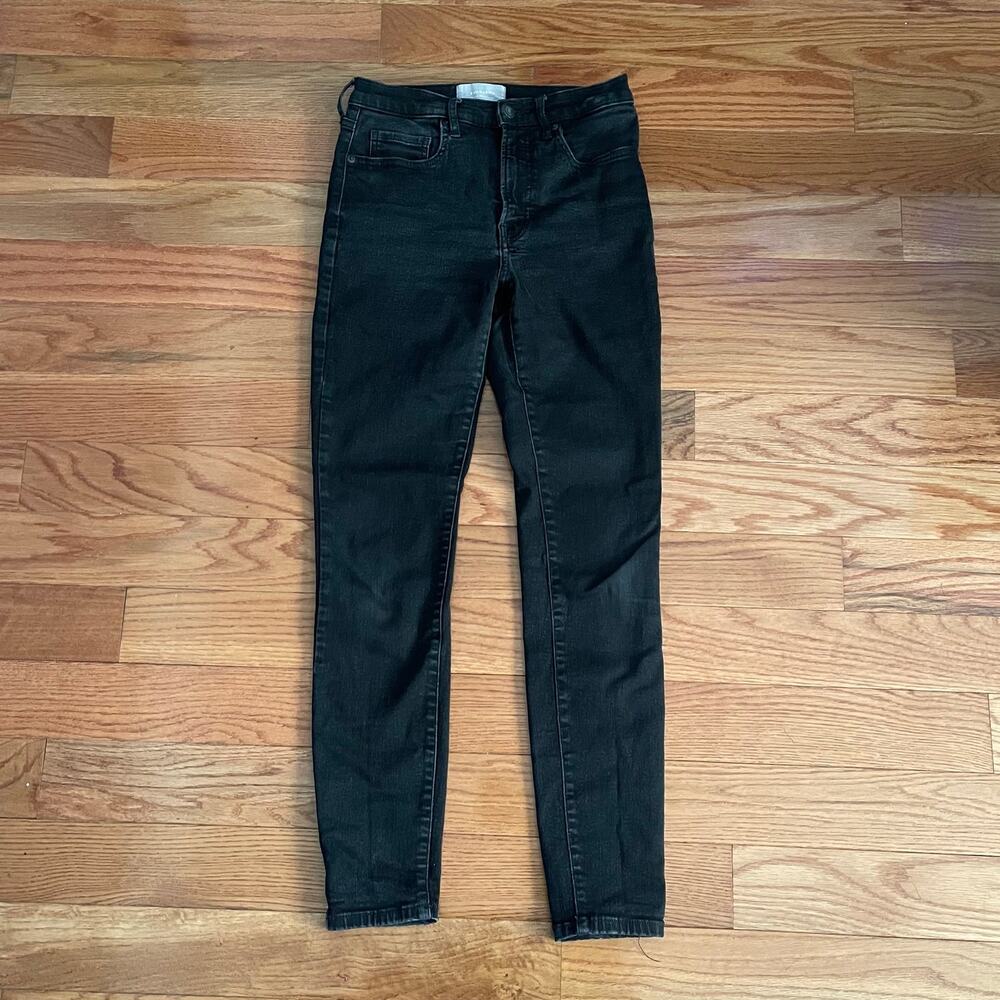 Everlane High Rise Skinny Jeans 28 Tall Faded Black Denim Stretched Out Fair